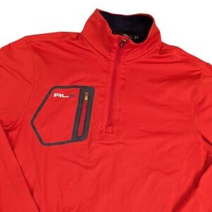 RLX Ralph Lauren Mens Red Quarter Zip Performance Golf Pullover Medium